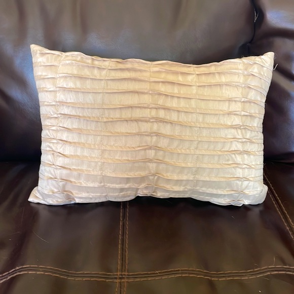 3 Count Shiny Cream Colored Decorative Bed Pillows - Picture 4 of 5